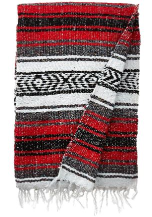 Dolce Vani Yogavni Yoga Blanket Deluxe Mexican Blanket – Striped Throw Blanket Meditation, Yoga, Decor, or Outdoor and Camping Accessory Premium Hand Woven Recycled Fiber – Red