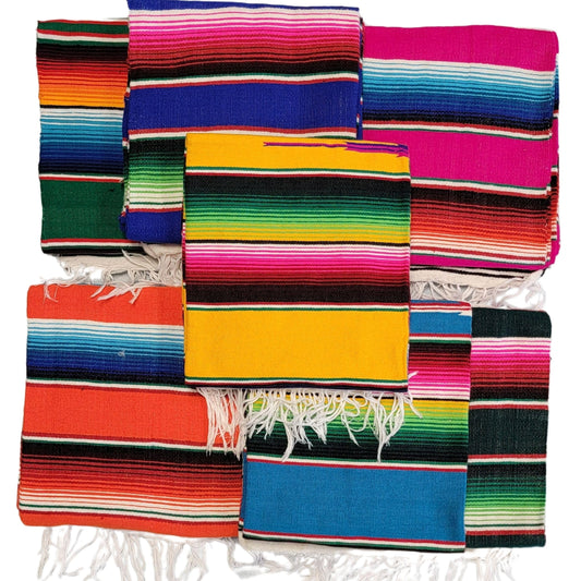 Traditional Mexican Serape/Saltillo Blanket Vibrant Colors & Artisan Quality - Striped Throw Blanket Meditation, Yoga, Decor, or Outdoor and Camping Accessory Premium Hand Woven Acrylic Cotton